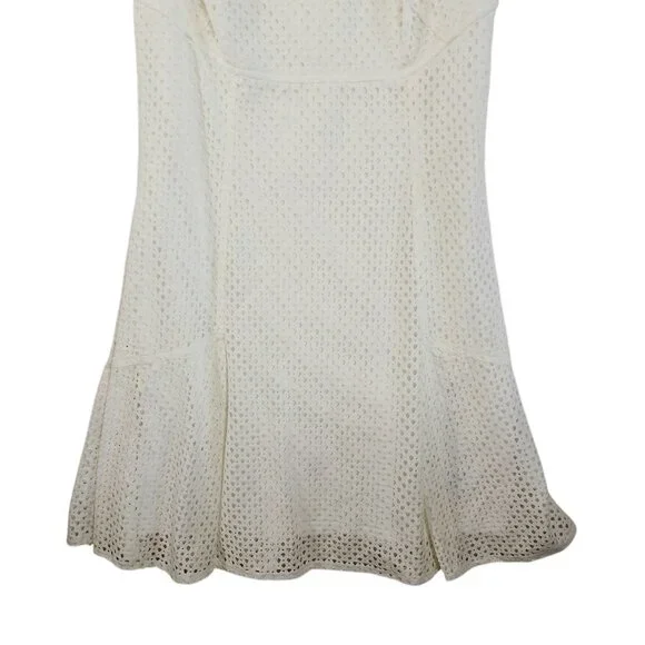Chaps, Cream Eyelet Dress, Size 12, Sleeveless, Wide Neck, Zip Back - Picture 7 of 16